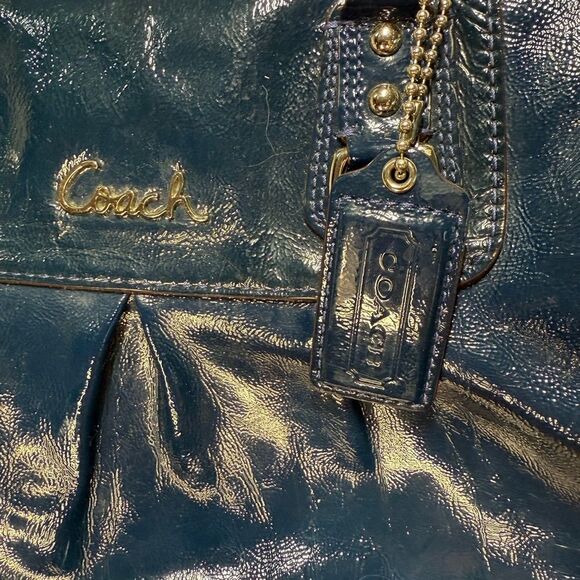 Coach Blue Patent Leather Satchel - Picture 2 of 9